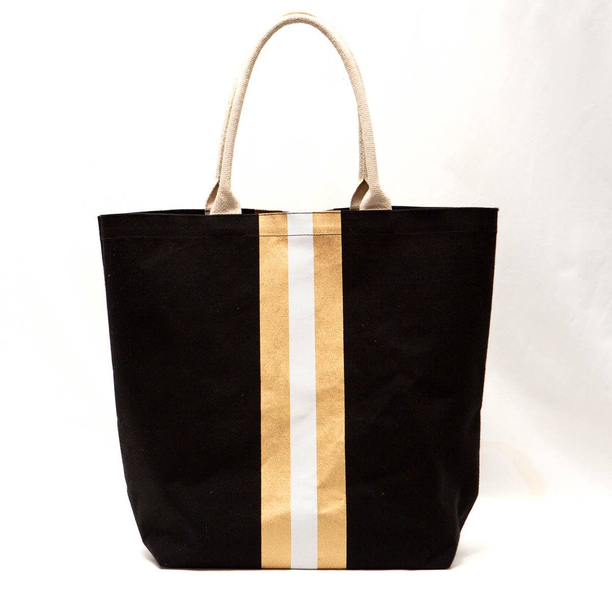 Campus Stripe Tote Black/White/Gold