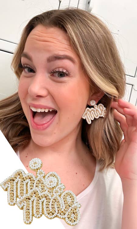 Mrs. Seed Bead Earrings- White & Gold