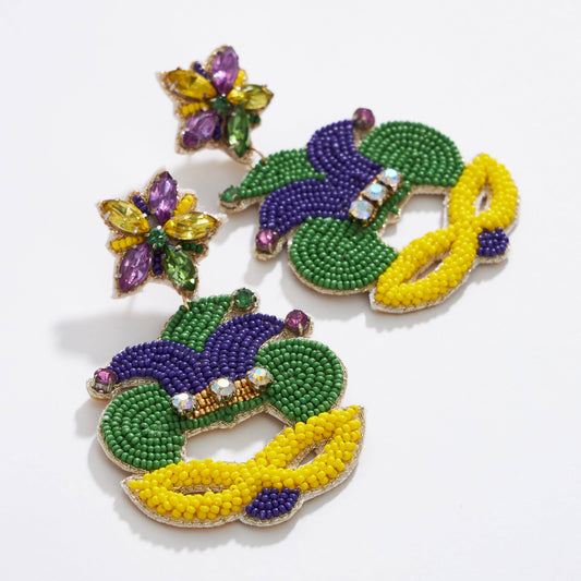 Mardi Gras Mask Seed Beads Earring
