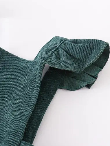 Green Velour Corduroy Flutter Baby BodySuit