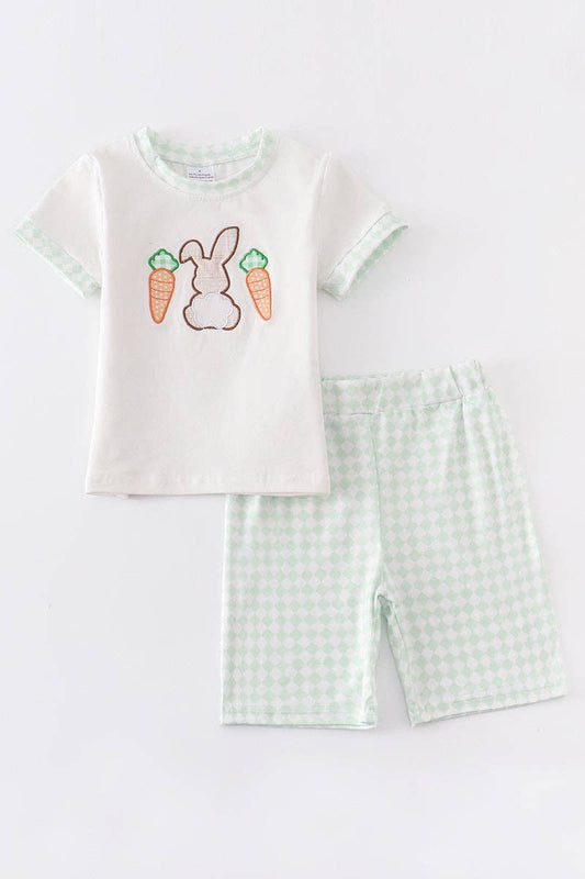 White easter rabbit applique boy set
