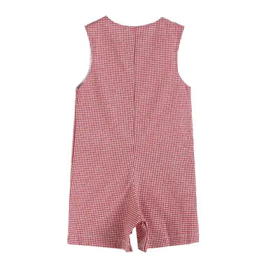 Red Gingham Cow Shortalls 2T