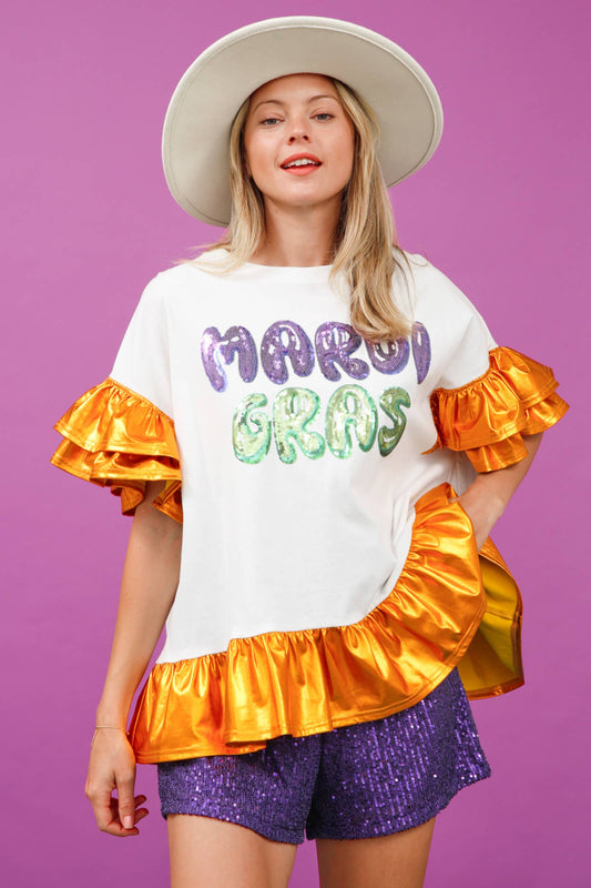 Mardi Gras Sequin Shorts- Purple