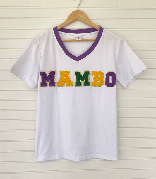 Mardi Gras Mambo Chenille Shirt- White