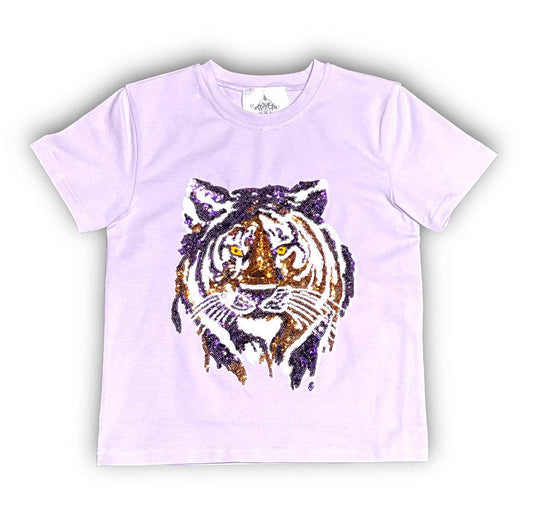 Lavender Tiger Face Shirt Kids