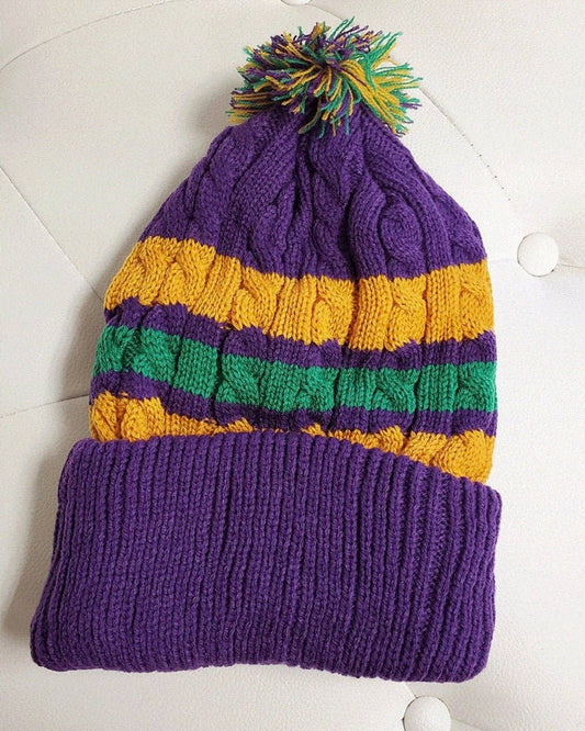Mardi Gras Youth POM POM Beanie