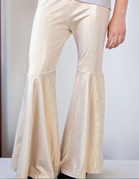 Gold Metallic Bell Bottom Pants