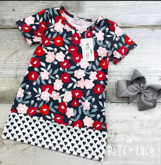 Polka Hearts Floral Dress