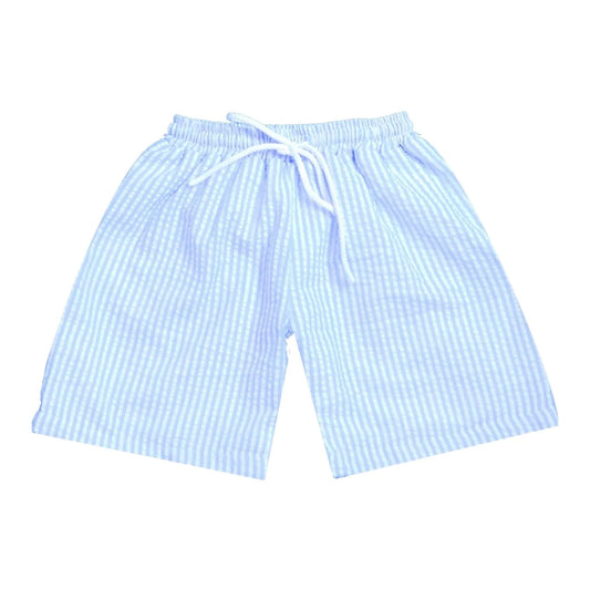 Blue Seersucker Boy Trunks