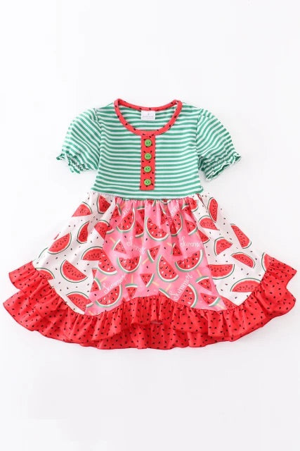 Watermelon Print Stripe Dress