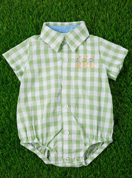 Pastel Green Checker Baby Onesie