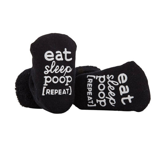 Eat, Sleep, Poop, Repeat Black Socks