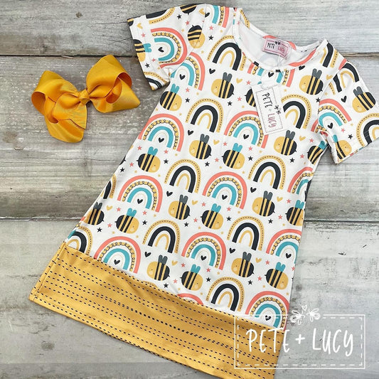 Yellow Rainbows and Bees Dress