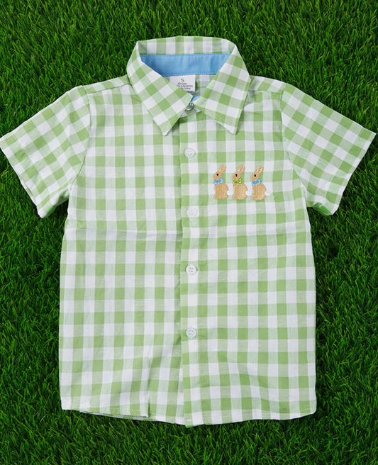 Pastel Green Checkered Collared Shirt