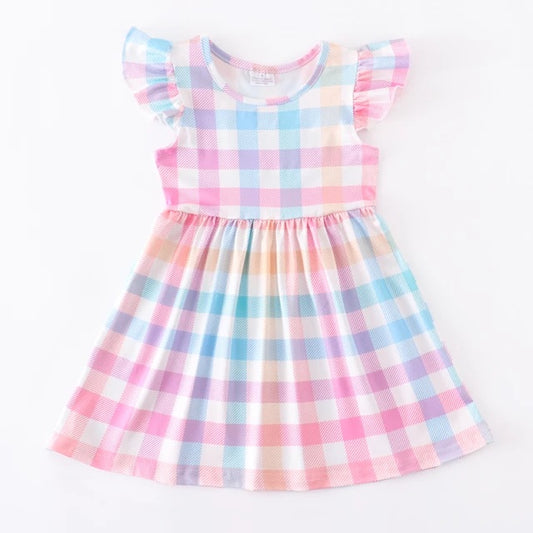 Easter Gingham Pink, Orange, and Blue Dress