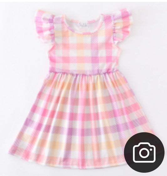 Easter Gingham Pink, Orange, and Purple Dress