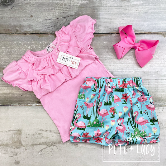 Pink Flamingo Short Set