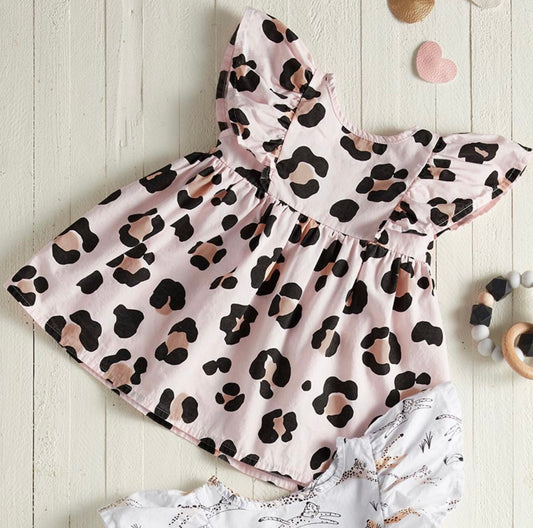 Flutter Sleeve Cheetah Dress 3-6M